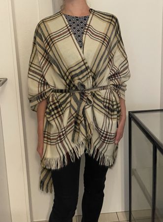 Poncho Scialle con Frange e Cintura-1size-nuovo stile