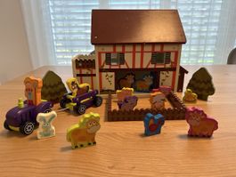Holz Bauernhof Tiere Spielzeug Set guter Zustand