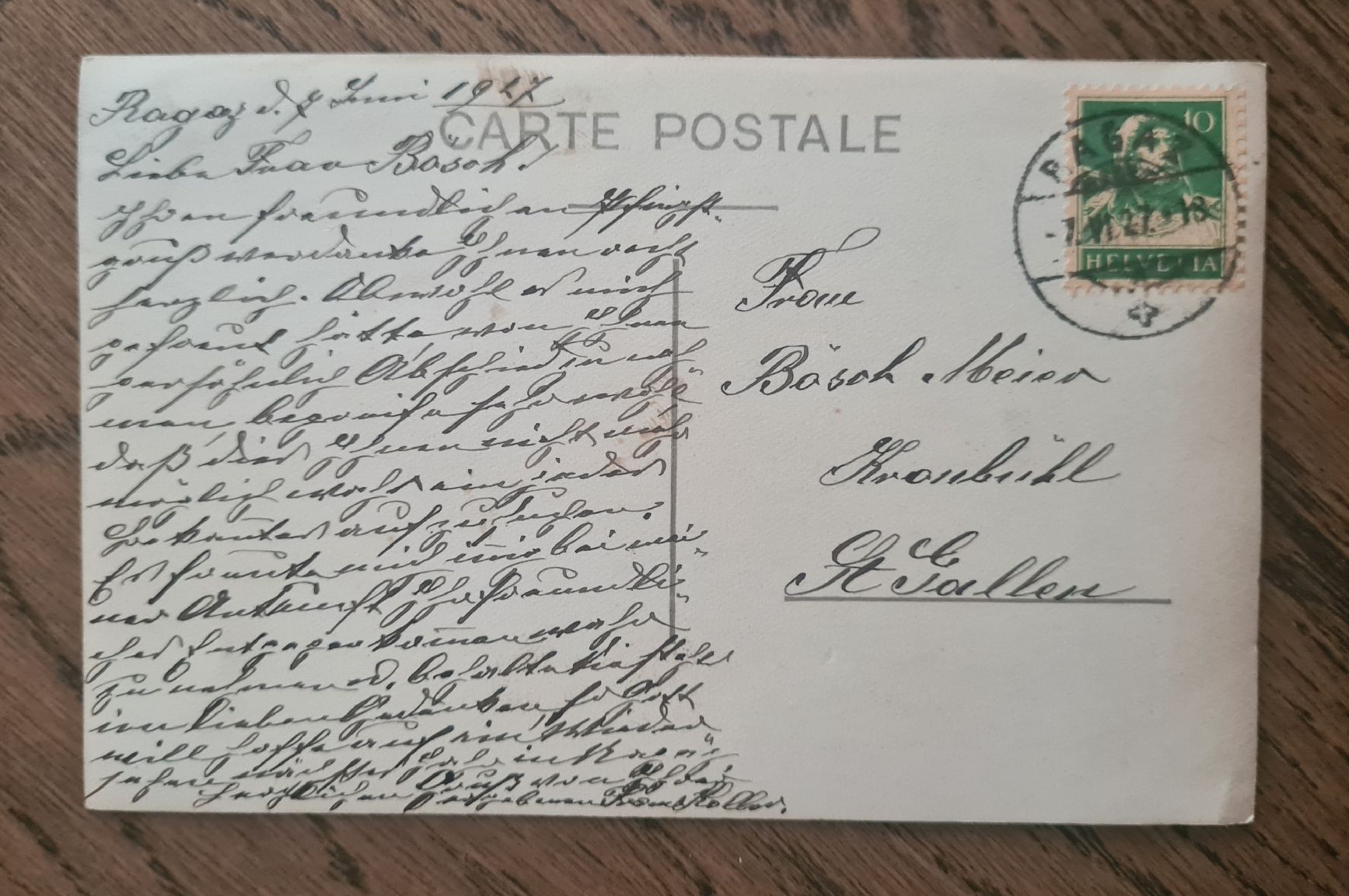 Ansichtskarten: Bad Ragaz 1927 – Gebraucht aus Ebikon von Donar50 2
