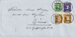 1915: Mischfrankatur Nr. 103, 118, 2x 132 auf Brief von Burg