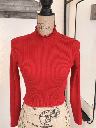 Damen Pullover Tally Weijl rot gerippt Grösse S neuwertig