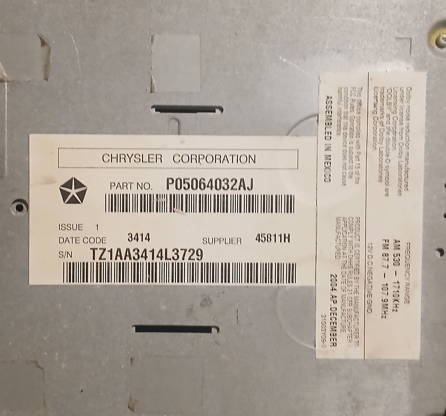 Dodge Tutti pezzi di ricambio auto: Lecteur Dodge Magnum 2004-2008 – Usato da la heutte venduto da Auto-stock 2