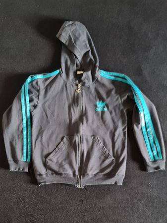 Adidas Kapuzenjacke schwarz türkis Grösse 146/152 gebraucht