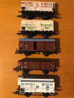 3x DB 2x DR Güterwagen