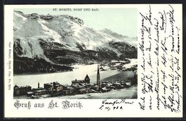 AK St. Moritz, Dorf, Bad im Winter, 1902