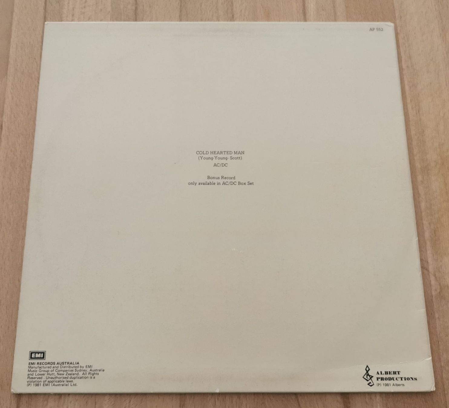 Schallplatten: AC/DC: Cold hearted man 12" rare Australia only – Gebraucht aus Münchwilen TG von Swb 1