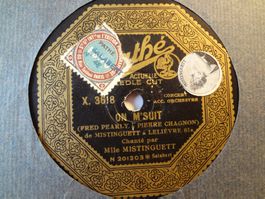 Disque 78 tours Pathé aiguille Mistinguett et Jean Gabin
