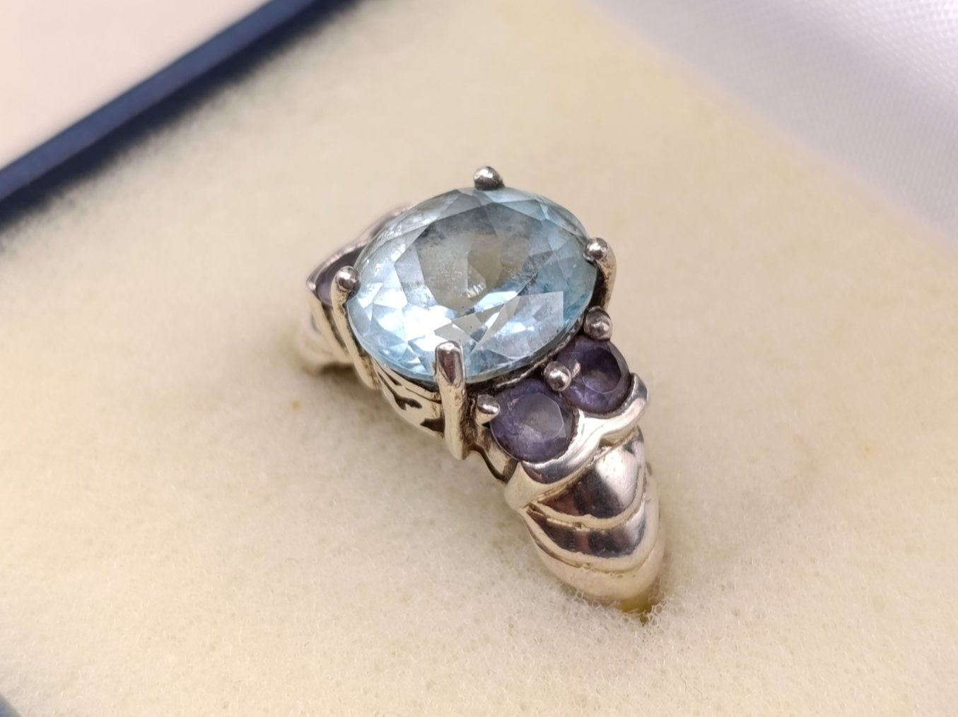 Anelli: Vintage 925er Silber Ring mit Aquamarin und Markasiten Top – Usato da Steffisburg venduto da 1.Schmuckschatulle 3