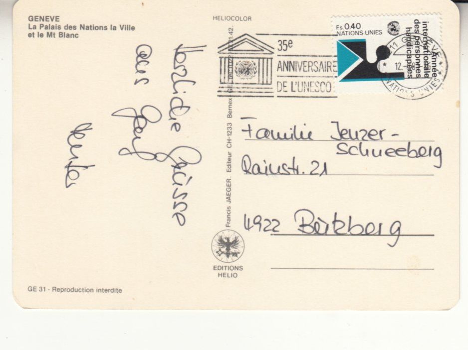 Ansichtskarten: Genève 1981 – Gebraucht aus Bürglen TG von StampGraf 1