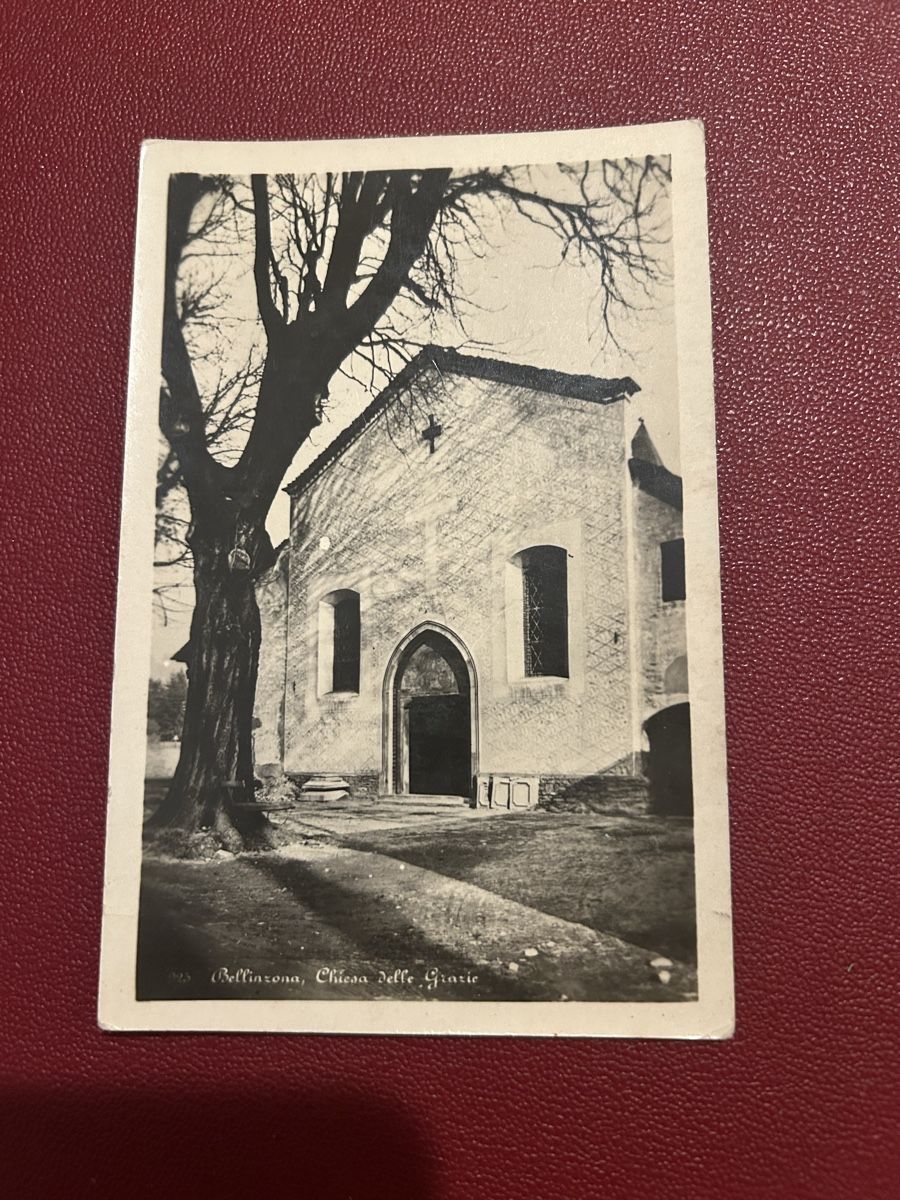Ansichtskarten: Bellinzona, Chiesa delle Grazie  – Gebraucht aus Breganzona von Milesbo