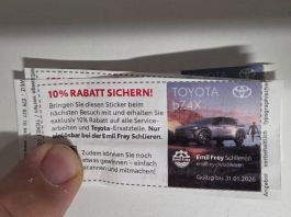 Toyota 10% Rabatt-Gutschein, Service Emil Frey Schlieren