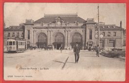 La Chaux-de-Fonds - La Gare - Tram vor Bahnhof - 1907