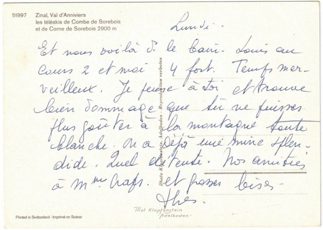 Cartoline postali: Zinal - Skilift Sorebois – Usato da Binningen venduto da Mountainrider 1