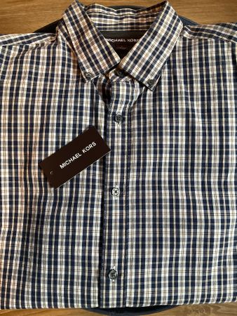 Michael Kors Men's Tailored Fit 100% Cotton Shirt Hemd