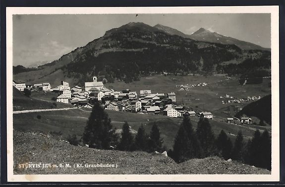 Cartoline postali: Stürvis /Graubünden, Ortsansicht mit B – Usato da Berlin venduto da bartko-reher