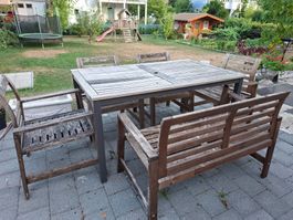 Gartentisch mit 1x Sitzbank und 4xStühlen  gebraucht