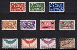 Flugpost F3 - F13 glattes Papier * mit Falzresten