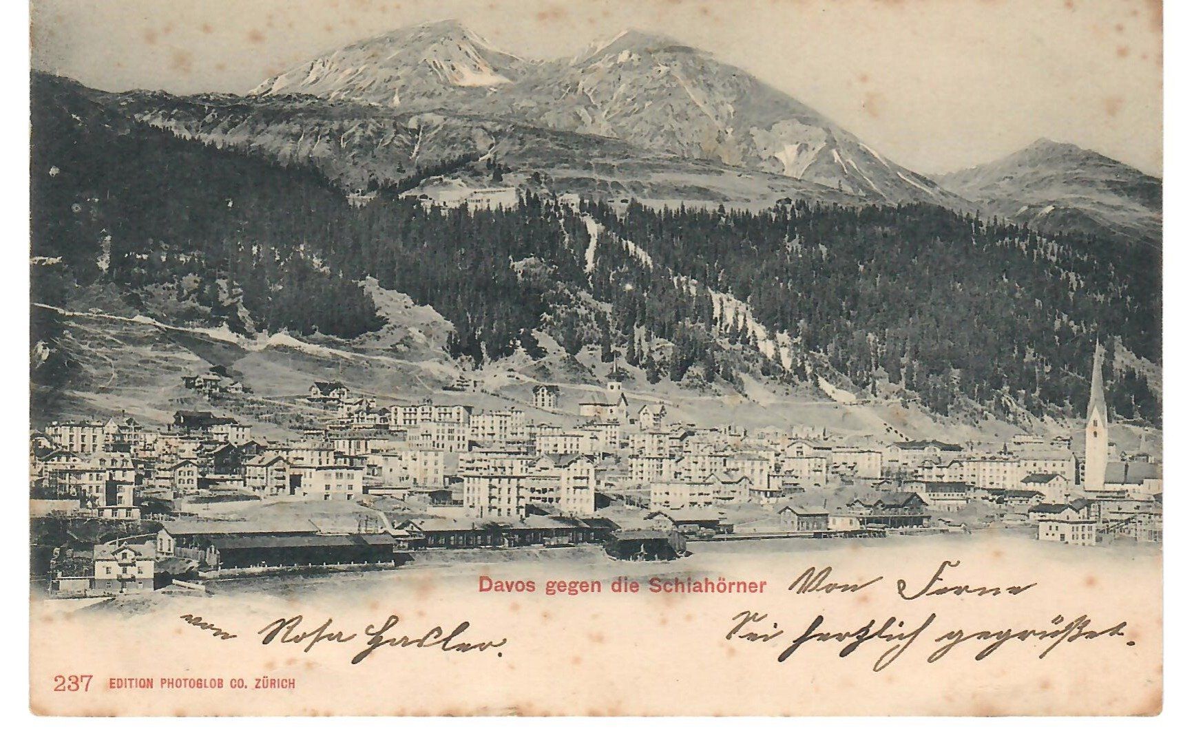 Cartoline postali: Davos mit Schlahörner – Usato da Zweisimmen venduto da jakobsweg