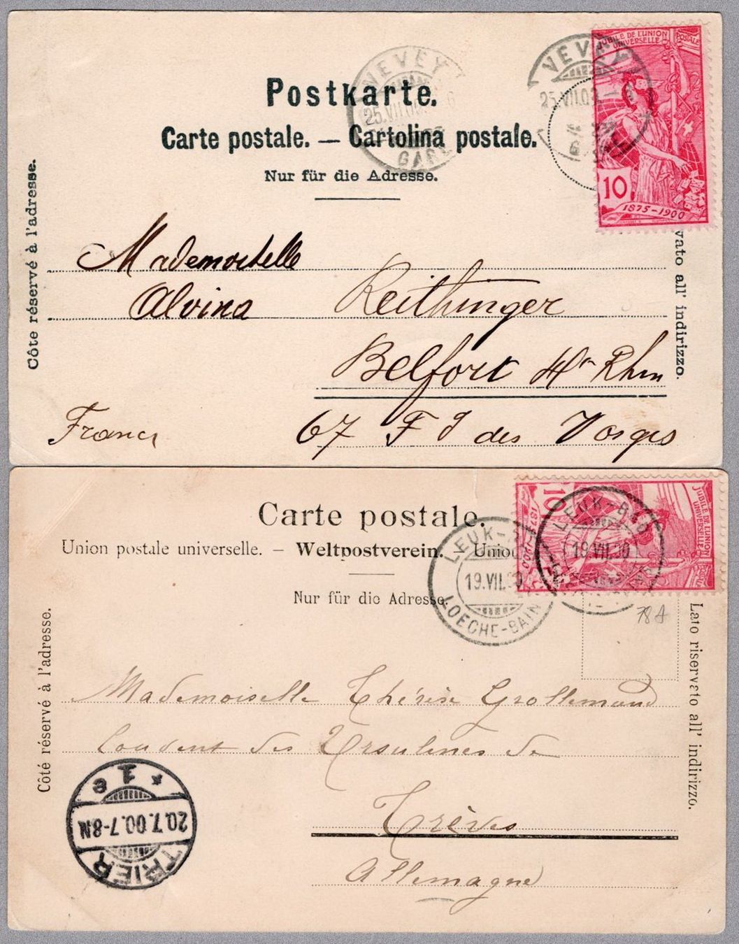 Cartoline postali: UPU 1900 – Usato da Vilters venduto da Jere3943