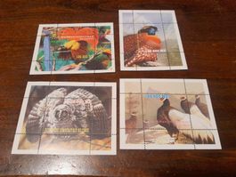 4 Timbres du Congo, oiseaux tropicaux, année 1998.
