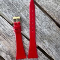 Vintage Bally Leather Watch Strap: 18mm Red Tapered