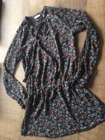 TUNIKA KLEID LONG-BLUSE GR.S/36 luftig leicht geblümt floral