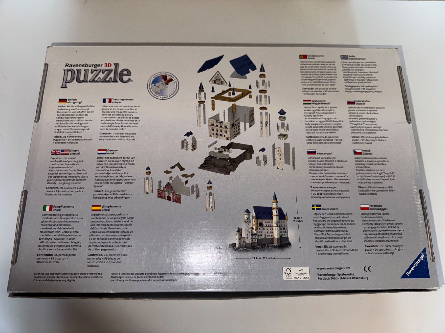 Ravensburger Puzzle: Ravensburger 3D Puzzle Schloss Neuschwanstein – Usato da Grosswangen venduto da Second_hand_paradise 3