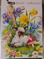 Ostern Postkarte Tschechien Lamm Blume Pilz 1993 5 Kč Marke