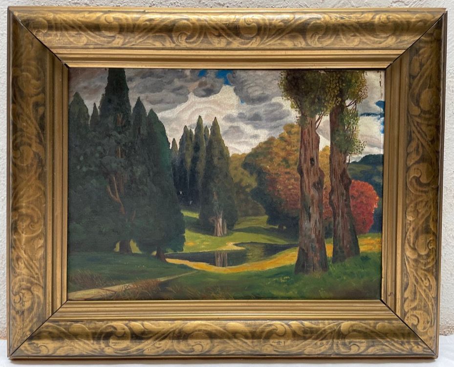 Gemälde Landschaft mit Teich im Stil eines alten Meisters Kaufen