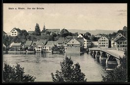 AK Stein a. Rhein, Vor der Brücke, Teilansicht