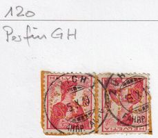 Perfin GH, 120 2x auf Briefstück