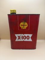 Bidon d'huile Shell X-100 vintage - Rouge