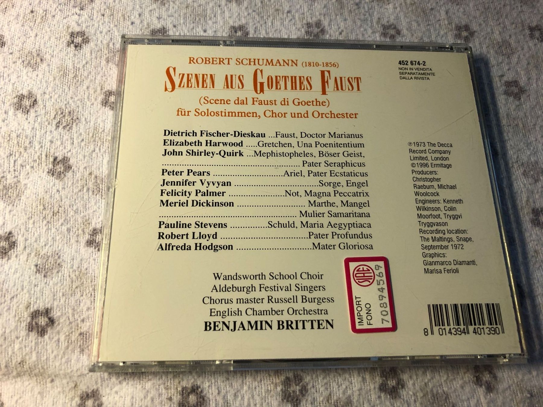 CD: Schumann Szenen aus Goethes Faust Part III – Usato da Schübelbach venduto da Bemafaja 1