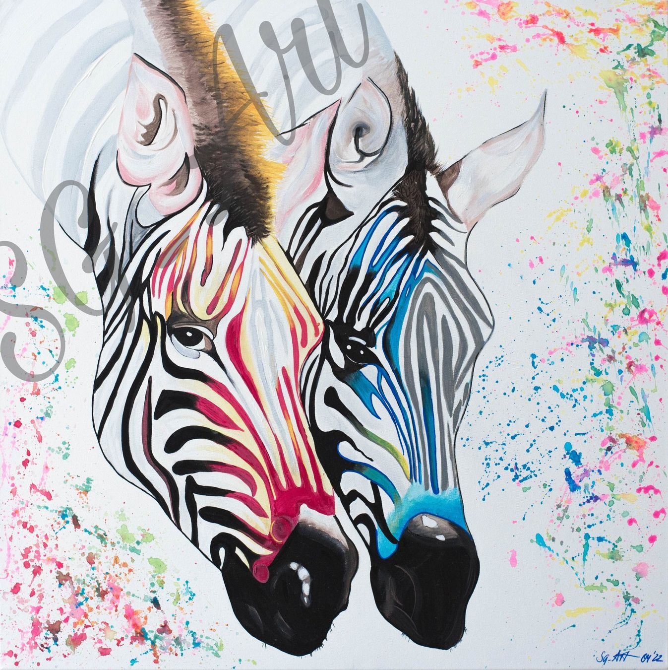 Dipinti: Acrylbild abstrakt Zebra Tier bunt Unikat – Nuovo e nell'imballaggio originale da Rheinau venduto da Sussel
