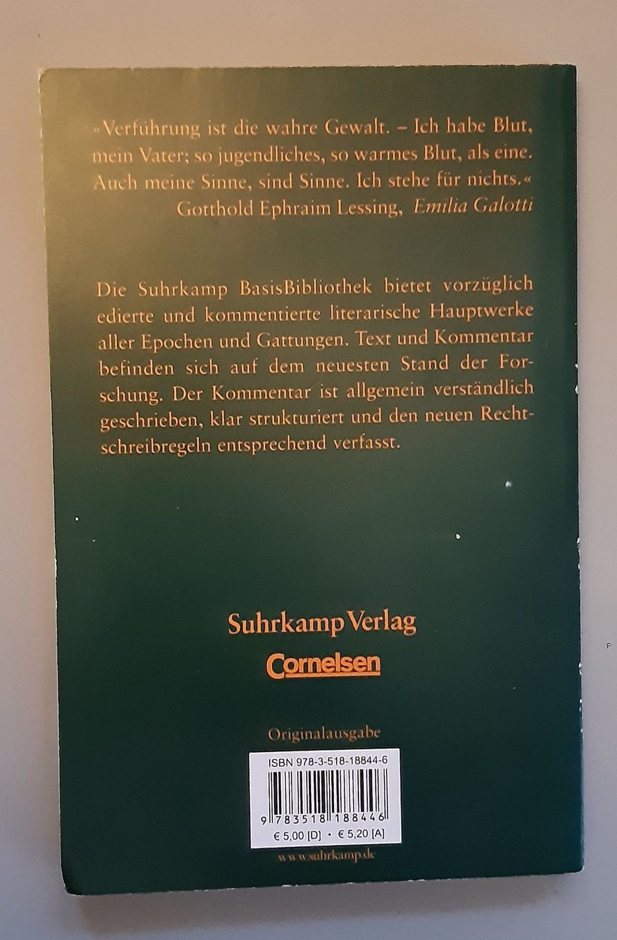 Libri: Emilia Galotti - Gotthold Ephraim Lessing – Usato da La Chaux-de-Fonds venduto da beasach 1