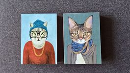 Katzenbilder auf Holz