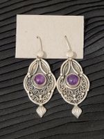 Silberohrringe 925 mit lila Stein, Schmuck