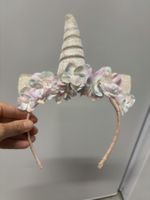 Serre-tête bandeau licorne fleurs et paillettes enfant