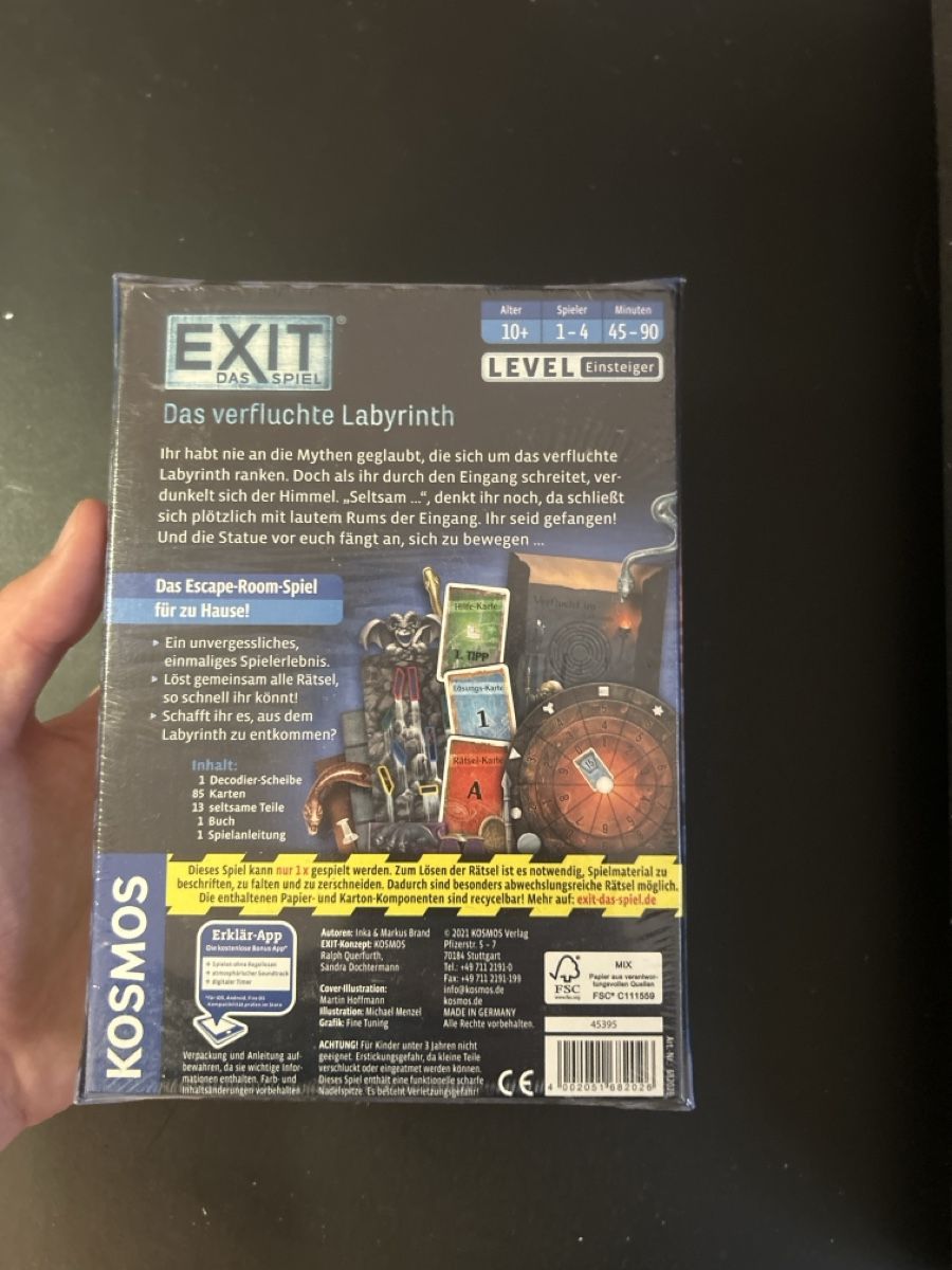 Kosmos Giochi: EXIT Das Spiel - Das verfluchte Labyrinth-OVP – Nuovo e nell'imballaggio originale da Zürich venduto da jan-TGC 1