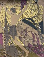 Original Jugendstil Lithographie England Holzrahmen Art Deco