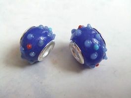 Glasperle  blau 925 Sterling Silver