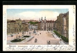 Zürich, Bahnhofplatz von oben, mit leuc