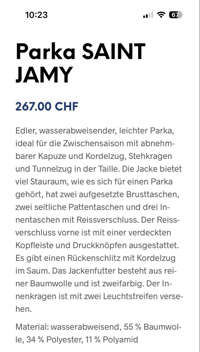 Saint James Giacche: 🧥🧥Parka Saint James   Saint Jamy  L  NP 267.-🧥🧥 – Usato da Schmitten FR venduto da Hubalo 8