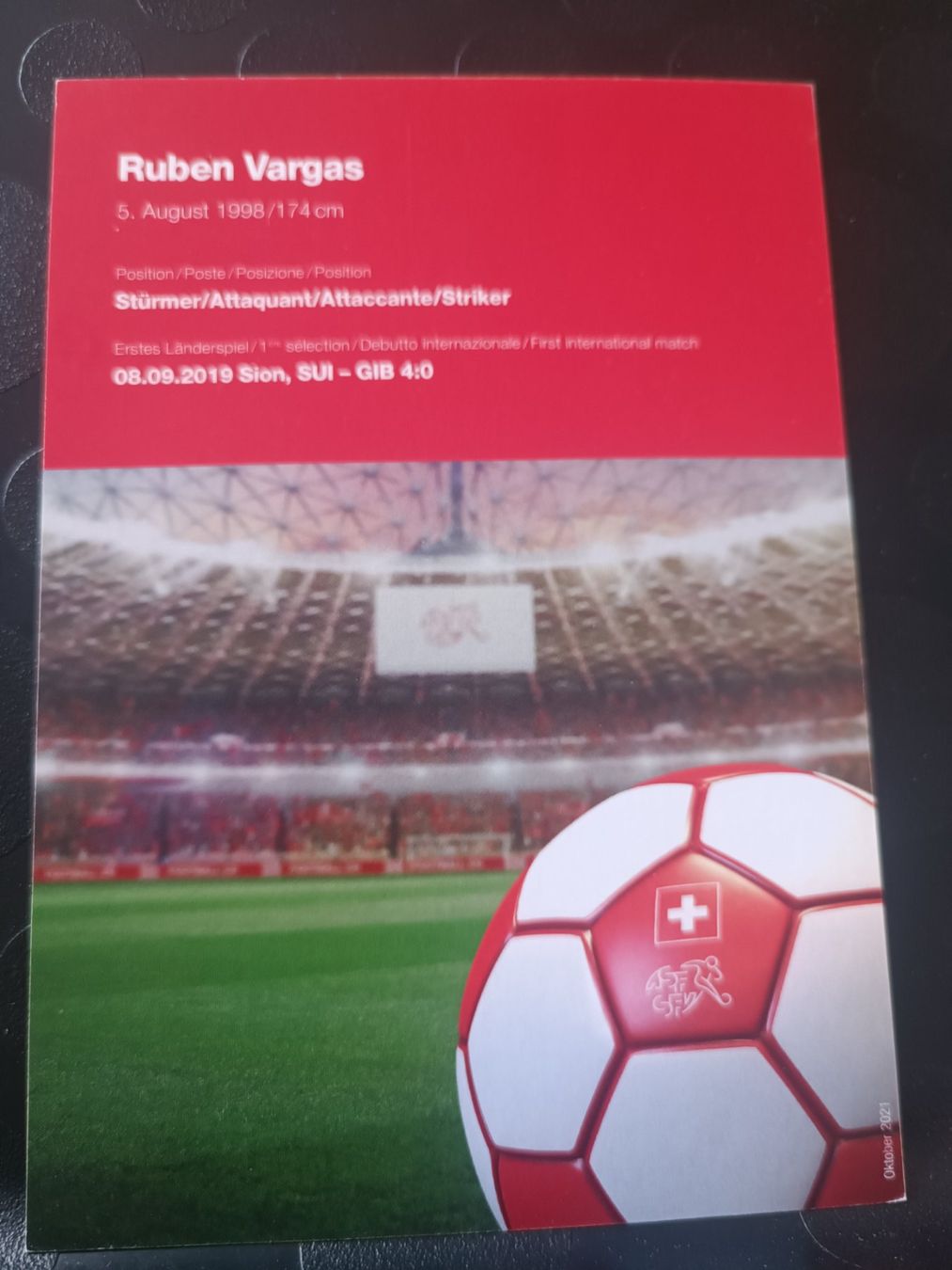 Autografi: Ruben Vargas - handsignierte SFV Autogrammkarte – Usato da Menziken venduto da Artographs 1