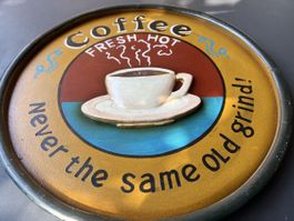 Vintage Kaffee Wandbild, Coffee Bar Deko, Durchmesser 40cm