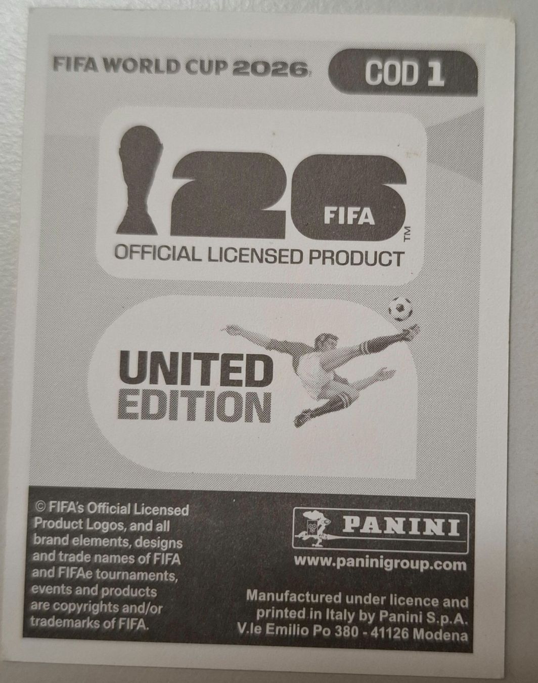 Panini Cartes à collectionner: WM 2026 Paninibild Nr. COD 1 – Neuf avec emballage d'origine à Rotkreuz par keerthdi 1
