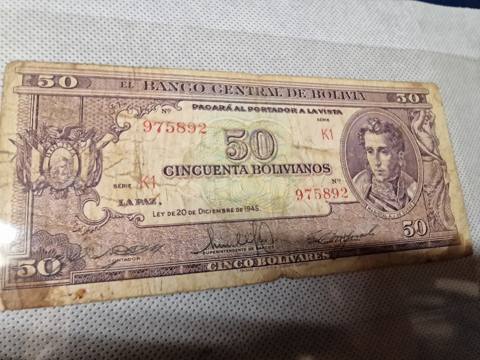 Banconote: Banknote Bolívia 1945 – Usato da Herisau venduto da Antiques.AR