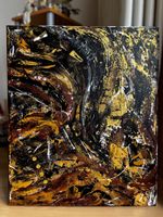 Goldig abstraktes Acrylgemälde 50x60 Einzelstück