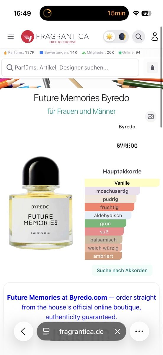 Byredo Parfums & Eau de Toilette: Byredo Future Memories , 2 ml – D'occasion à Sursee par nst_czk2 1