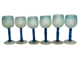 Ensemble 6 verres à pied en pâte de verre givré de Murano